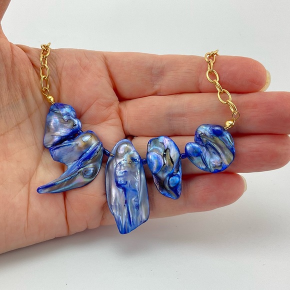 New Baroque Pearl Necklace, Handmade, Double-Triple Stick Pearls, Gold Plate - Picture 11 of 12